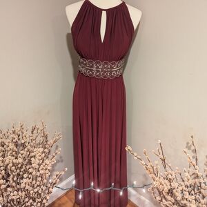 Elegant Burgundy Evening Gown
